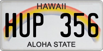 HI license plate HUP356