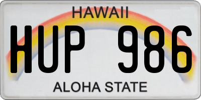 HI license plate HUP986
