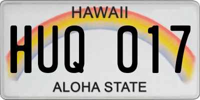 HI license plate HUQ017