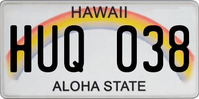 HI license plate HUQ038