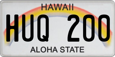 HI license plate HUQ200