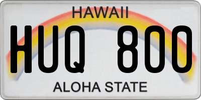 HI license plate HUQ800