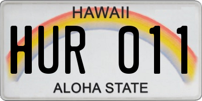 HI license plate HUR011