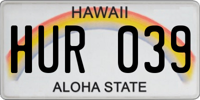 HI license plate HUR039