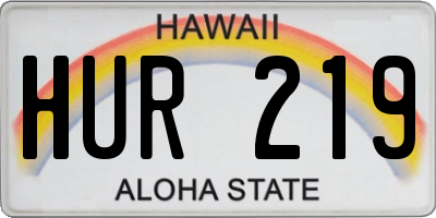 HI license plate HUR219