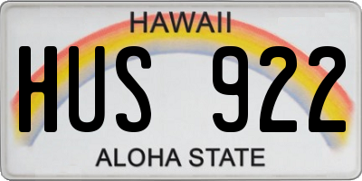 HI license plate HUS922
