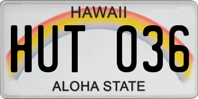 HI license plate HUT036