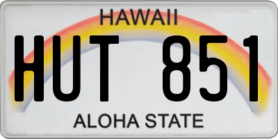 HI license plate HUT851