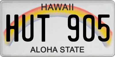 HI license plate HUT905