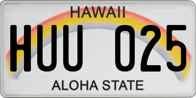 HI license plate HUU025