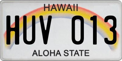 HI license plate HUV013