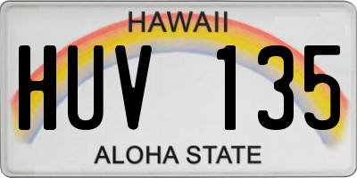 HI license plate HUV135