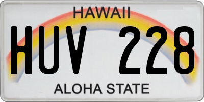 HI license plate HUV228