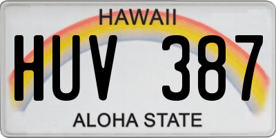 HI license plate HUV387