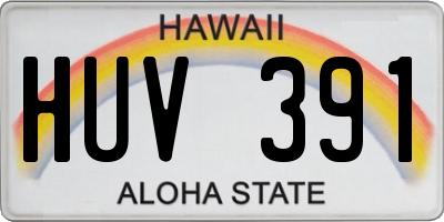 HI license plate HUV391