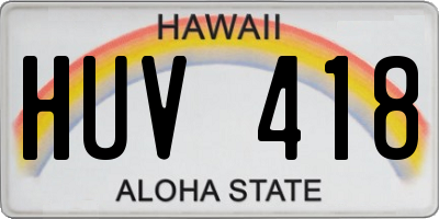 HI license plate HUV418