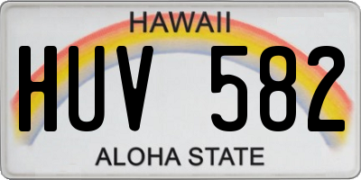 HI license plate HUV582