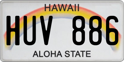 HI license plate HUV886