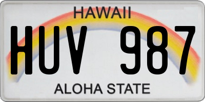 HI license plate HUV987