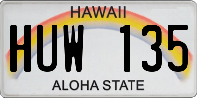 HI license plate HUW135