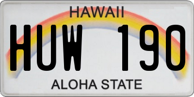 HI license plate HUW190