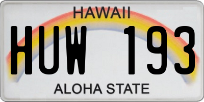HI license plate HUW193