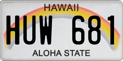 HI license plate HUW681