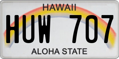 HI license plate HUW707