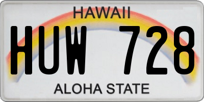 HI license plate HUW728