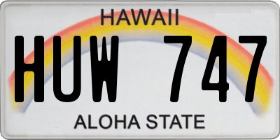 HI license plate HUW747