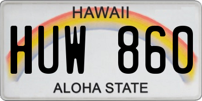 HI license plate HUW860