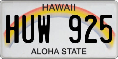 HI license plate HUW925