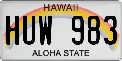 HI license plate HUW983