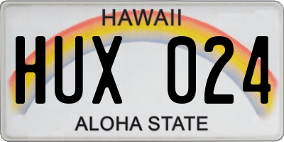 HI license plate HUX024