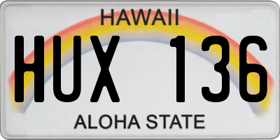 HI license plate HUX136