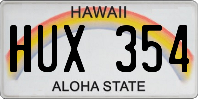 HI license plate HUX354