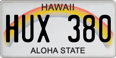 HI license plate HUX380