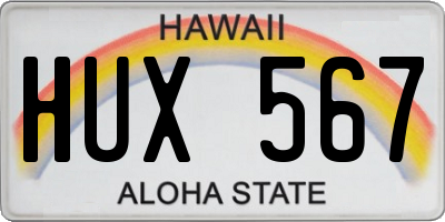 HI license plate HUX567