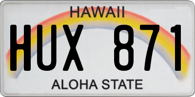 HI license plate HUX871