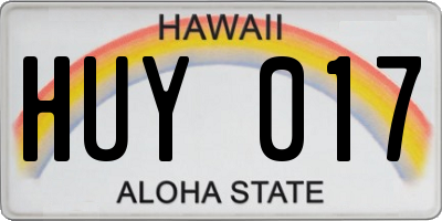HI license plate HUY017