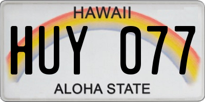 HI license plate HUY077