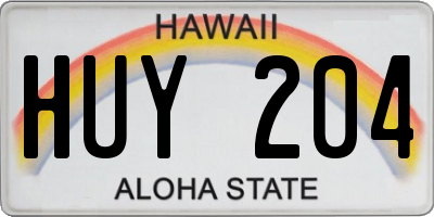 HI license plate HUY204