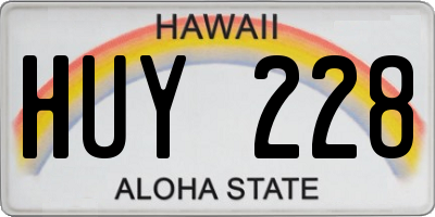 HI license plate HUY228