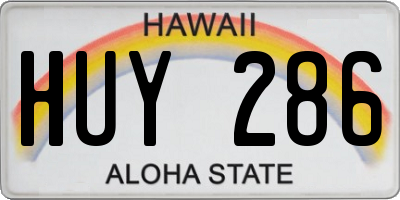 HI license plate HUY286
