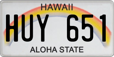 HI license plate HUY651