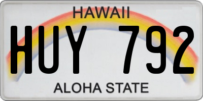 HI license plate HUY792