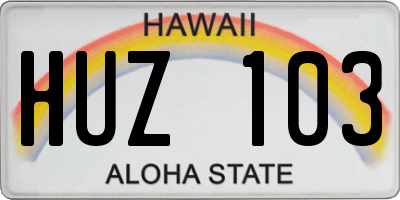 HI license plate HUZ103