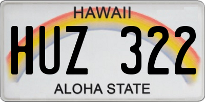 HI license plate HUZ322