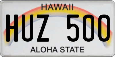 HI license plate HUZ500