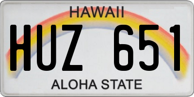 HI license plate HUZ651